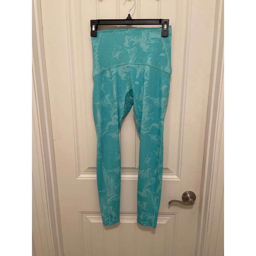 GYMSHARK High-Waisted Light Blue Marbled Yoga Leggings Stretchy Ruched Butt Lift